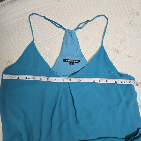 Gianni Binni Sleeveless Dress Women's Size Medium Teal Turquoise Summer Flowy - Picture 5 of 7